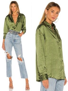 Lovers And Friends XS Contemporary Fall Oversized Boyfriends Satin Saline Shirt